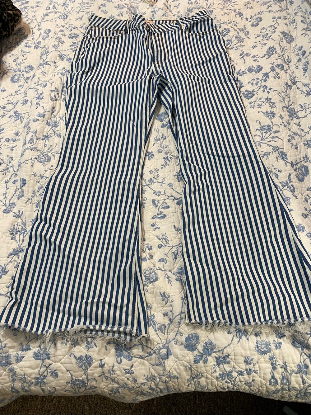 Wrangler High-Rise Fierce Flare Blue & White Stripe Jeans